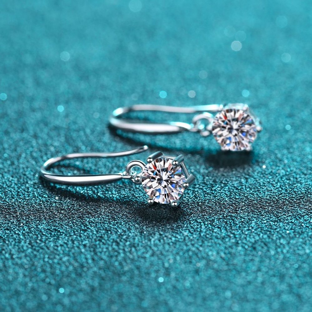 Certified 2ct. t.w. Moissanite Diamond Drop Earrings NEW - Picture 6 of 9